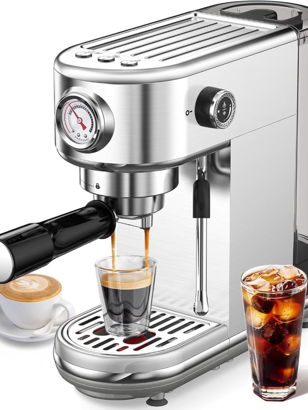 Espresso Machine with Milk Frother, 20 Bar Pressure Espresso Maker
